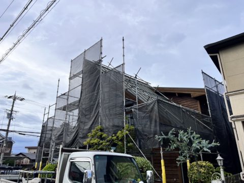 大阪府堺市　N様邸　屋根・壁塗装工事用の足場工事