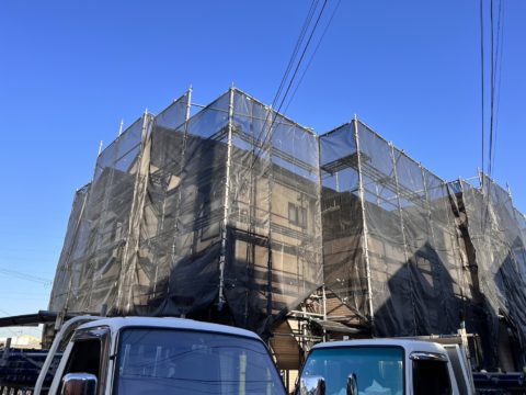 堺市　M様邸　屋根・壁塗装工事用の共用足場