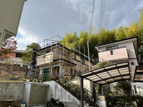 兵庫県三田市　W様邸　屋根塗装用足場工事