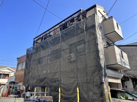 大阪市住吉区　T様邸　外壁補修用一面足場工事