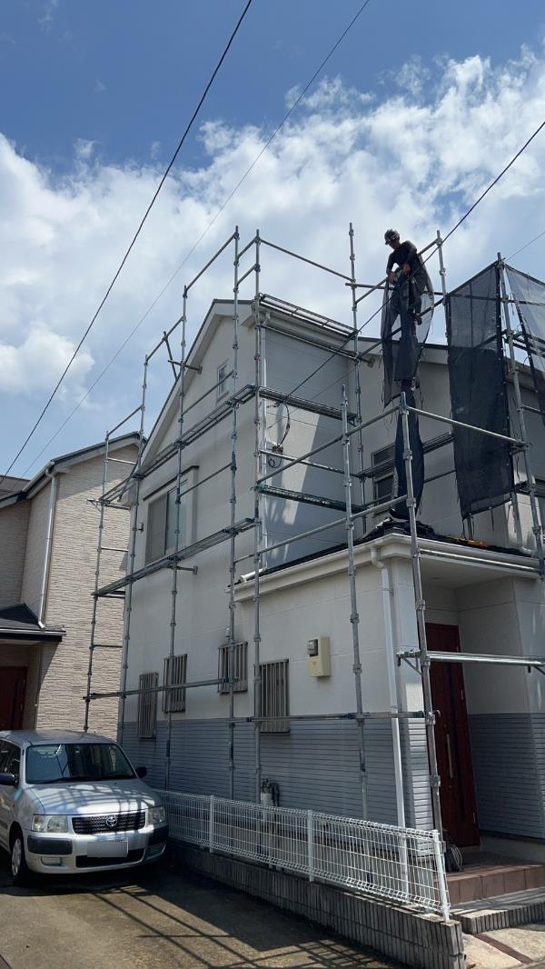 兵庫県伊丹市　F様邸　外壁塗装用足場工事