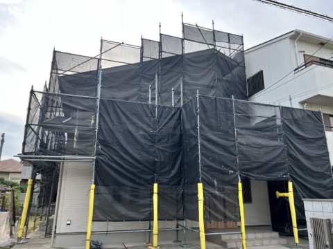 大阪府高石市　T様邸　壁塗装＆屋根塗装用の足場工事