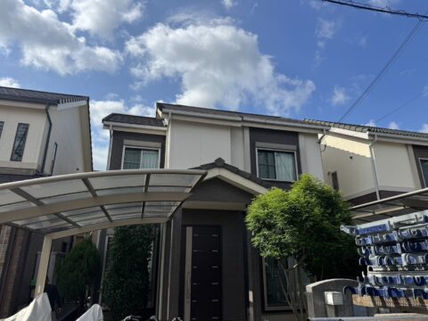 大阪府高槻市 F様邸 屋根塗装、壁塗装用足場