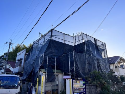 奈良県　N様邸　屋根・壁補修工事用の足場工事